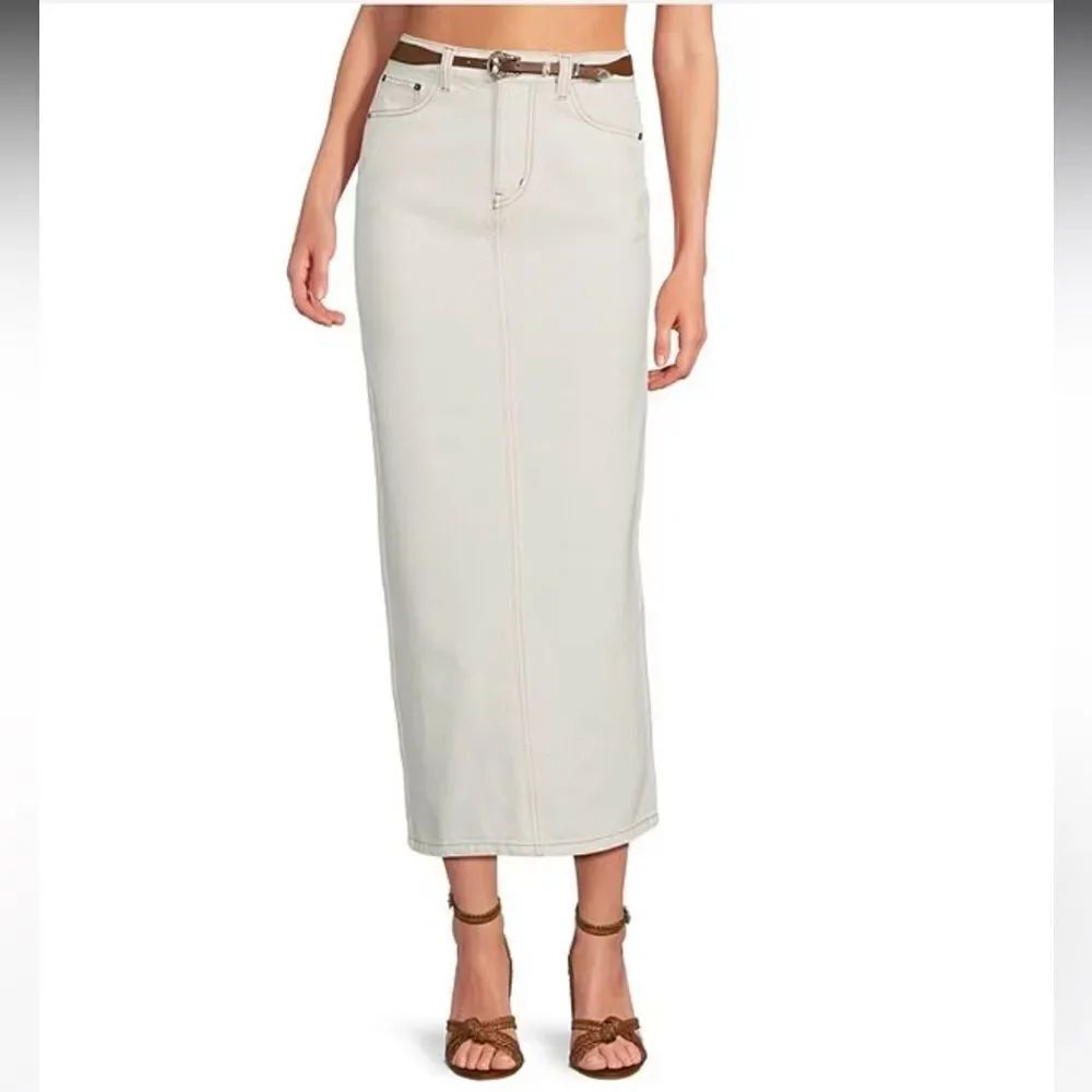 Le' AL.X
Denim Pick Stitch High Waist Back Slit Opening Pencil Maxi Skirt 31